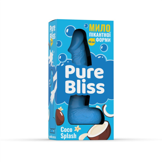 Ароматное мыло в форме члена с ароматом кокосового молока Pure Bliss Blue Coco Splash, 15 cm