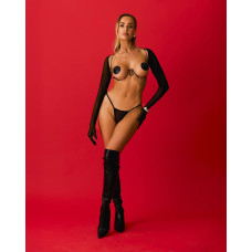 Украшение на тело (портупея-бра), черное Obsessive Lustique Black Harness Bra, S/M/L