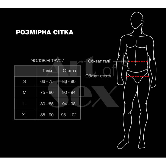Мужские трусы с сюрпризом с эффектом мокрого бархата, черные Art of Sex Gladiator, размер M