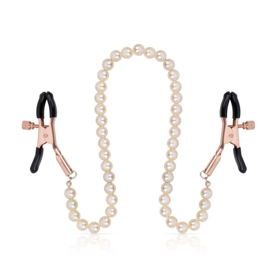 Затискачі для сосків з перлинним ланцюжком Rosy Gold Nipple Clamps Pearls