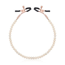 Затискачі для сосків з перлинним ланцюжком Rosy Gold Nipple Clamps Pearls