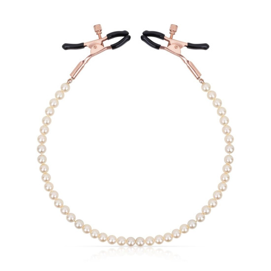 Затискачі для сосків з перлинним ланцюжком Rosy Gold Nipple Clamps Pearls