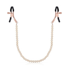 Затискачі для сосків з перлинним ланцюжком Rosy Gold Nipple Clamps Pearls