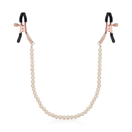 Затискачі для сосків з перлинним ланцюжком Rosy Gold Nipple Clamps Pearls