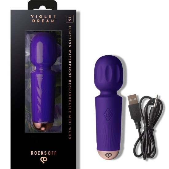 Вібромасажер, 16 режимів Rocks Off Mini Wand Violet Dream