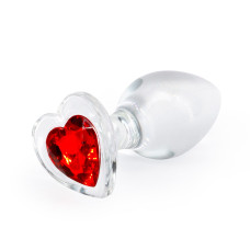Скляна анальна пробка у формі серця, червона NS Novelties Crystal - Desires - Red Heart, Medium