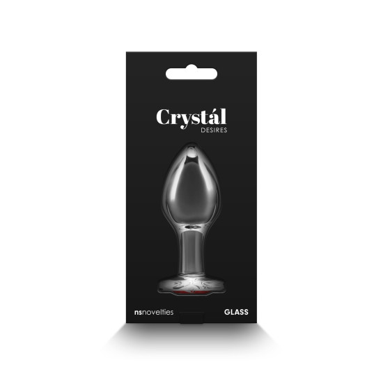 Стеклянная анальная пробка в форме сердца, красная NS Novelties Crystal - Desires - Red Heart, Medium