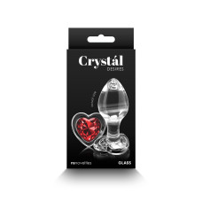 Скляна анальна пробка у формі серця, червона NS Novelties Crystal - Desires - Red Heart, Medium