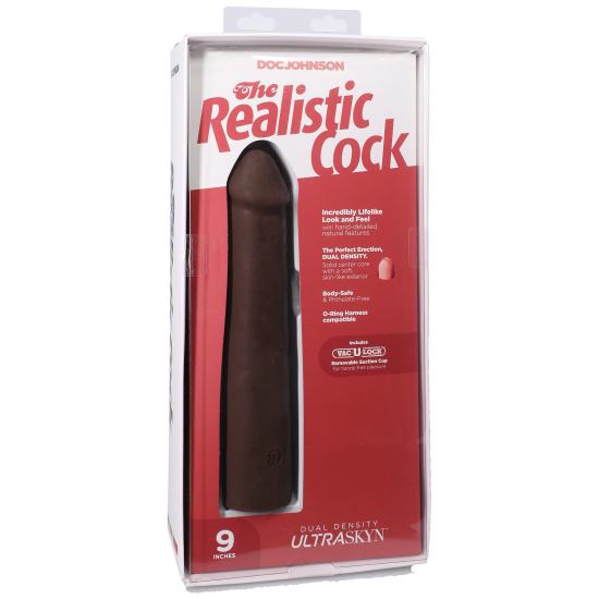 Фалоімітатор, довжина 22.9 см Doc Johnson The Realistic Cock ULTRASKYN - 9 Inch Chocolate
