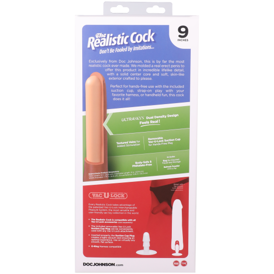 Фалоімітатор, довжина 22.9 см Doc Johnson The Realistic Cock ULTRASKYN - 9 Inch Chocolate