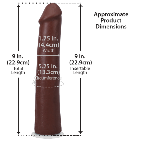 Фалоімітатор, довжина 22.9 см Doc Johnson The Realistic Cock ULTRASKYN - 9 Inch Chocolate