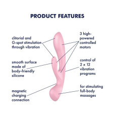 Двосторонній вібратор-кролик, рожевий Satisfyer Triple Oh Pink (пом'ята упаковка)