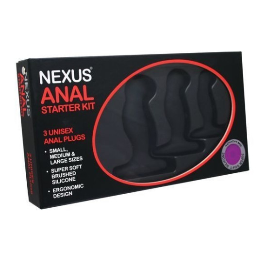 Набор из 3 массажеров простаты разного размера, черный Nexus Anal Starter Kit