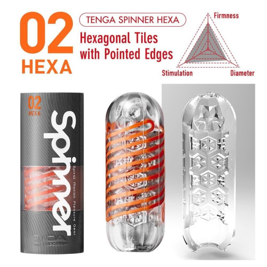 Мастурбатор зі стандартною стимулюючою спіраллю всередині Tenga Spinner Hexa