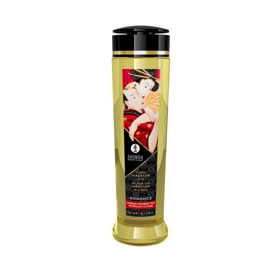 Натуральна зволожуюча масажна олія з ароматом полуничного вина Shunga Romance Sparkling Strawberry Wine, 240 ml