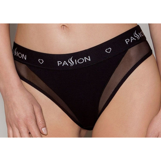 Трусики с прозрачной вставкой, черные Passion PS002 Panties Black, S