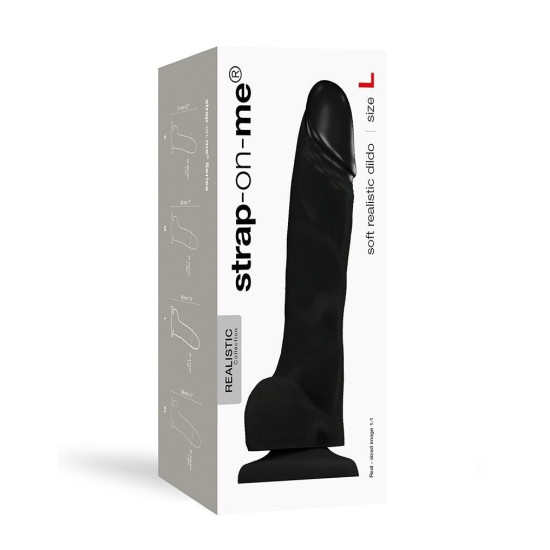 Реалістичний фалоімітатор, довжина 19 см, діаметр 4,1 см, чорний Strap-On-Me Soft Realistic Dildo Black, L