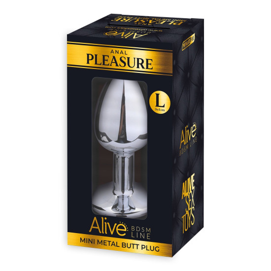 Металева анальна пробка з червоним кристалом Alive Mini Metal Butt Plug Red, L