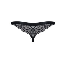 Мереживні танга з доступом, чорні Obsessive 828-THC-1 Crotchless Thong Black, L/XL
