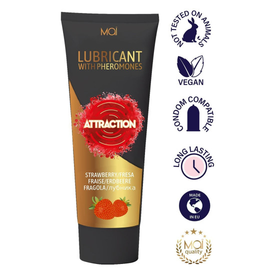 Полуничний лубрикант з феромонами на водній основі MAI ATTRACTION STRAWBERRY, 100 ml