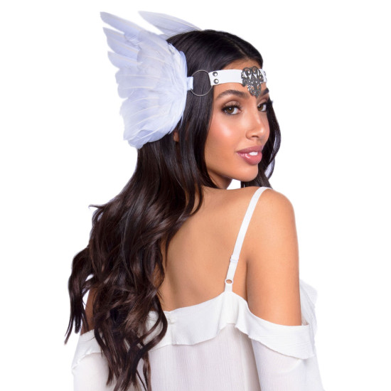 Повязка на голову с перьями и натуральной кожей, белая Leg Avenue Feather Headband, White