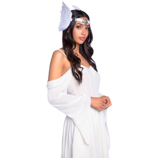 Повязка на голову с перьями и натуральной кожей, белая Leg Avenue Feather Headband, White
