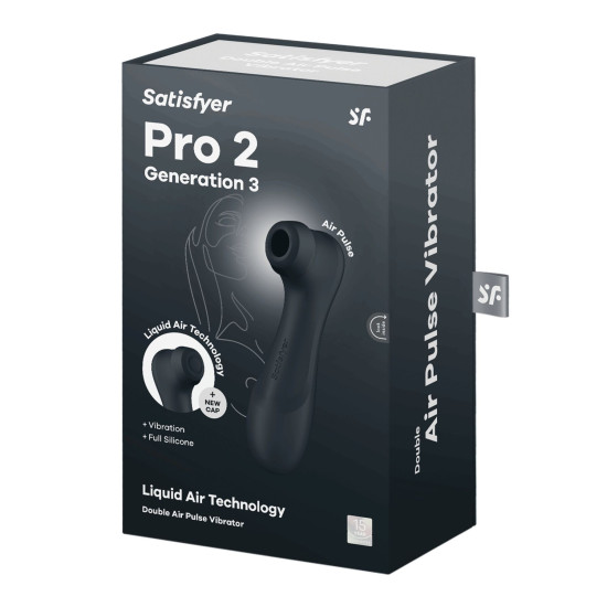 Вакуумный клиторальный стимулятор, тёмно-серый Satisfyer Pro 2 Generation 3 with Liquid Air Dark Grey