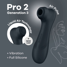 Вакуумный клиторальный стимулятор, тёмно-серый Satisfyer Pro 2 Generation 3 with Liquid Air Dark Grey