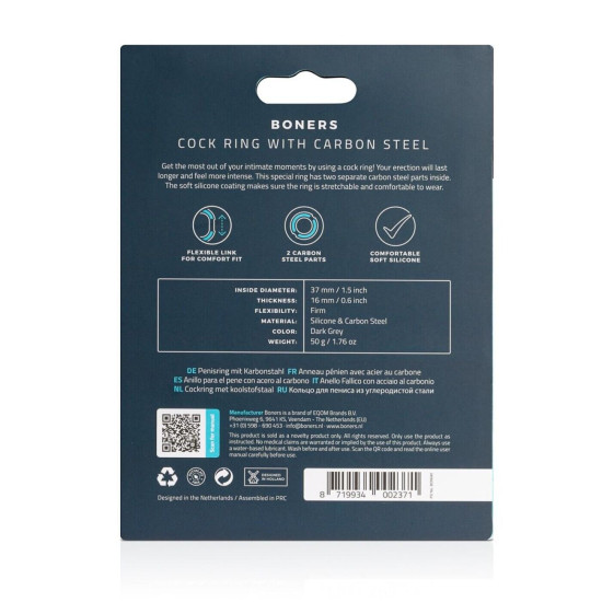 Эрекционное кольцо с углеродистой сталью Boners Cock Ring With Carbon Steel
