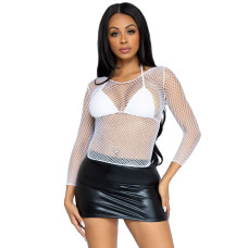 Сетчатый топ с длинным рукавом, белый Leg Avenue Long Sleeves T-Shirts White, One Size