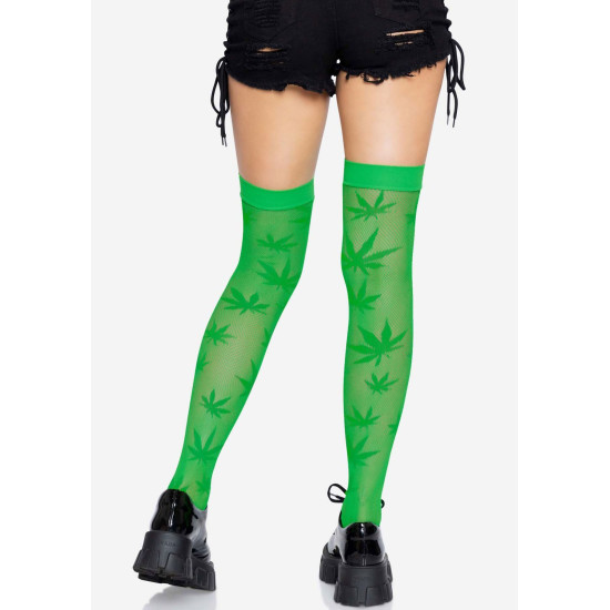 Панчохи з малюнком, зелені Leg Avenue 420 Net Thigh Highs Green