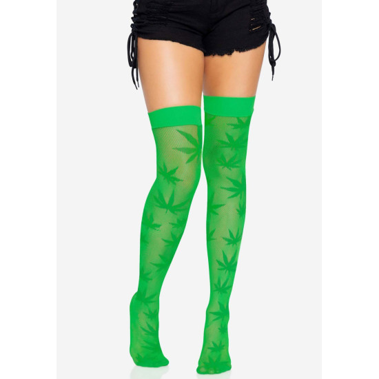 Панчохи з малюнком, зелені Leg Avenue 420 Net Thigh Highs Green