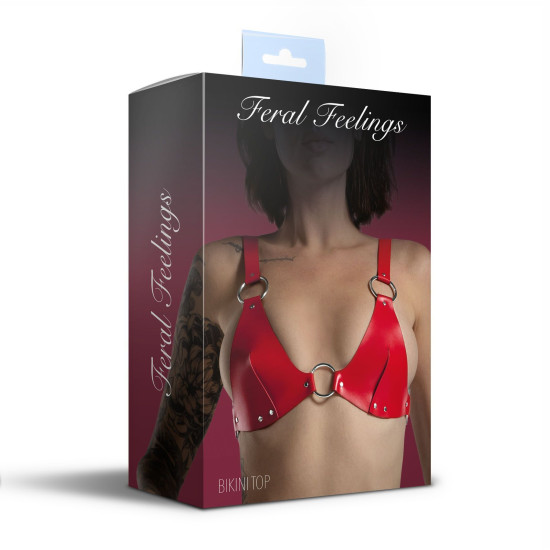 Класичний ліф з натуральної шкіри, червоний Feral Feelings Red Bikini Top