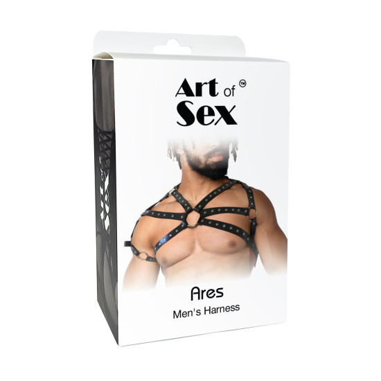 Чоловіча портупея з натуральної шкіри, чорна Art of Sex Ares Black, L-2XL