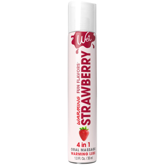 Согревающий лубрикант на водной основе со вкусом клубники Wet Warming Strawberry 4 in 1, 30 ml