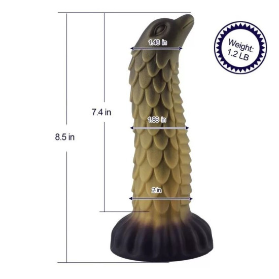 Силиконовый фаллоимитатор длины 21,6 см Hismith Squama Beast Silicone Dildo Monster Series, 8.5"
