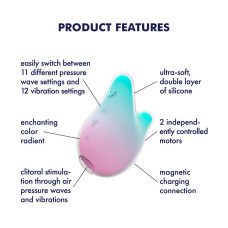 Вакуумний кліторальний стимулятор, м'ятно-рожевий Satisfyer Mermaid Vibes Mint/Pink