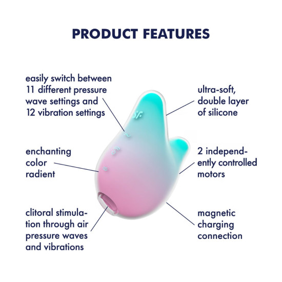 Вакуумний кліторальний стимулятор, м'ятно-рожевий Satisfyer Mermaid Vibes Mint/Pink