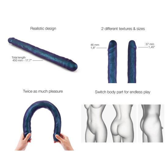 Подвійний фалоімітатор Strap-On-Me Double Dong Realistic Dildo, Snaky Metallic Color
