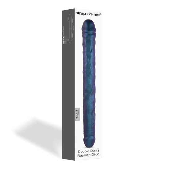 Подвійний фалоімітатор Strap-On-Me Double Dong Realistic Dildo, Snaky Metallic Color