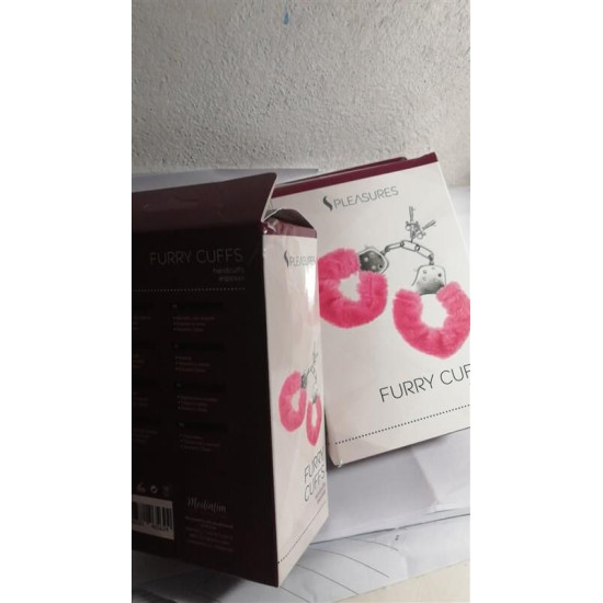 Наручники S Pleasures Furry Cuffs Pink (мятая упаковка)