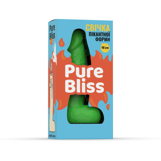 Свеча-член, зеленая, длина 15 см Pure Bliss MINI Green