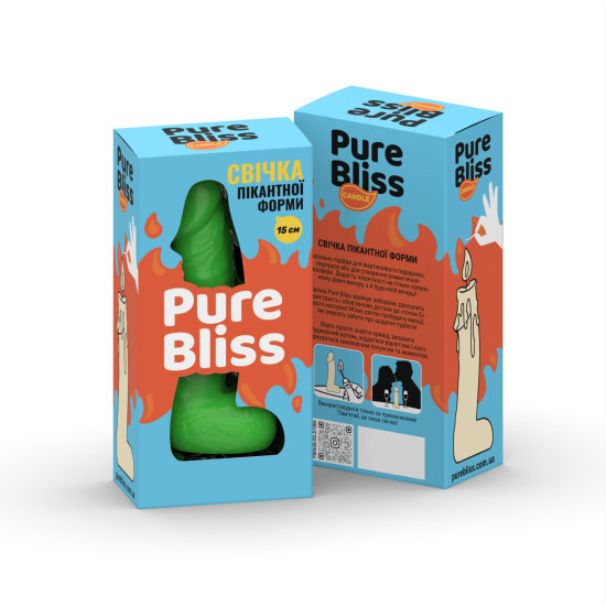 Свеча-член, зеленая, длина 15 см Pure Bliss MINI Green