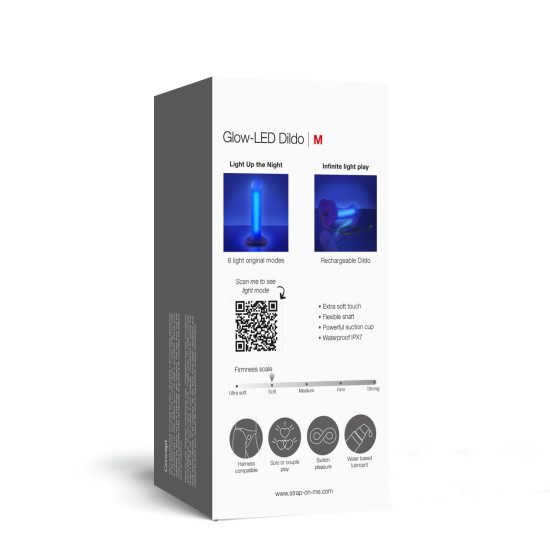 Світиться дилдо, фіолетовий Strap-On-Me Glow-LED Dildo Purple, M