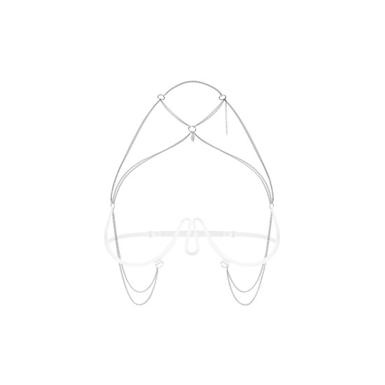 Украшение на тело (портупея-бра), белое Obsessive Lustique White Harness Bra, S/M/L
