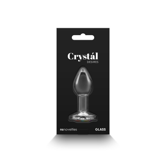 Стеклянная анальная пробка в форме камня, радужная NS Novelties Crystal - Desires - Rainbow Gem, Small