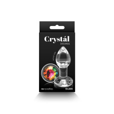 Скляна анальна пробка у формі каменя, райдужна NS Novelties Crystal - Desires - Rainbow Gem, Small