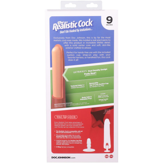 Фалоімітатор, довжина 22.9 см Doc Johnson The Realistic Cock ULTRASKYN - 9 Inch Vanilla