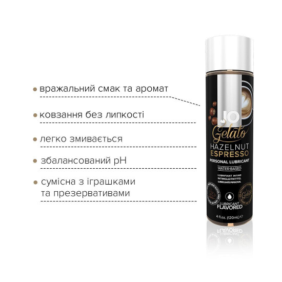 Распродажа!!! Смазка на водной основе JO GELATO Hazelnut Espresso (120мл) (срок до 11.2023)