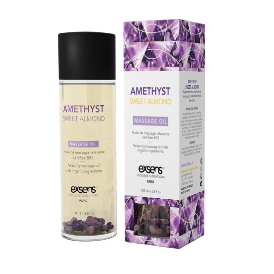 Натуральна розслаблювальна масажна олія з аметистом EXSENS Amethyst Sweet Almond, 100 ml